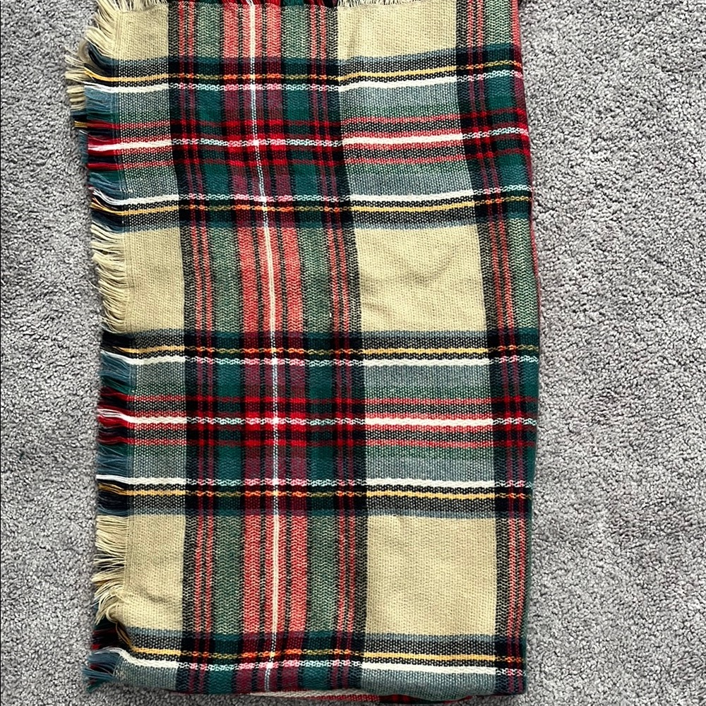 Plaid Fringe Scarf for Winter Women
